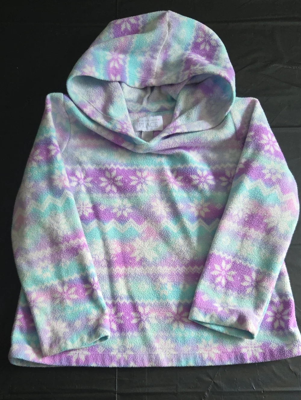 The Children's Place Hooded Fleece Pullover in Lavender and Aqua